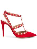 Valentino Studs Embellished Pumps - Red
