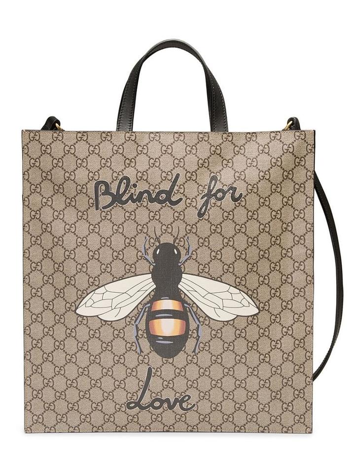 Gucci Bee Print Soft Gg Supreme Tote - Neutrals