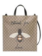 Gucci Bee Print Soft Gg Supreme Tote - Neutrals
