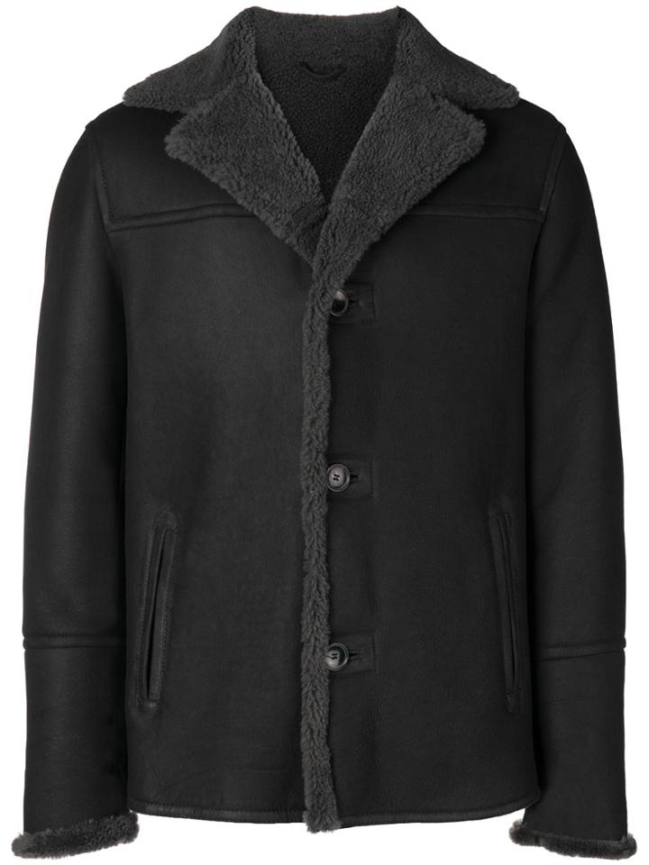 Desa 1972 Leather Single Breasted Coat - Black