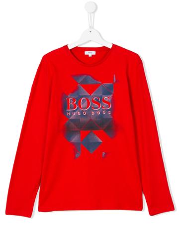 Boss Kids Logo Print Longsleeved T-shirt - Red