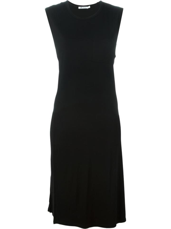 T By Alexander Wang Overlay Midi Dress, Women's, Size: Xs, Black, Rayon