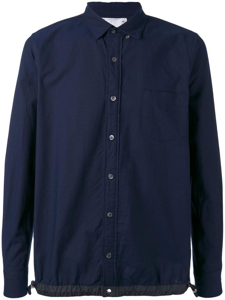 Sacai Drawstring Oxford Shirt, Men's, Size: 2, Blue, Cotton