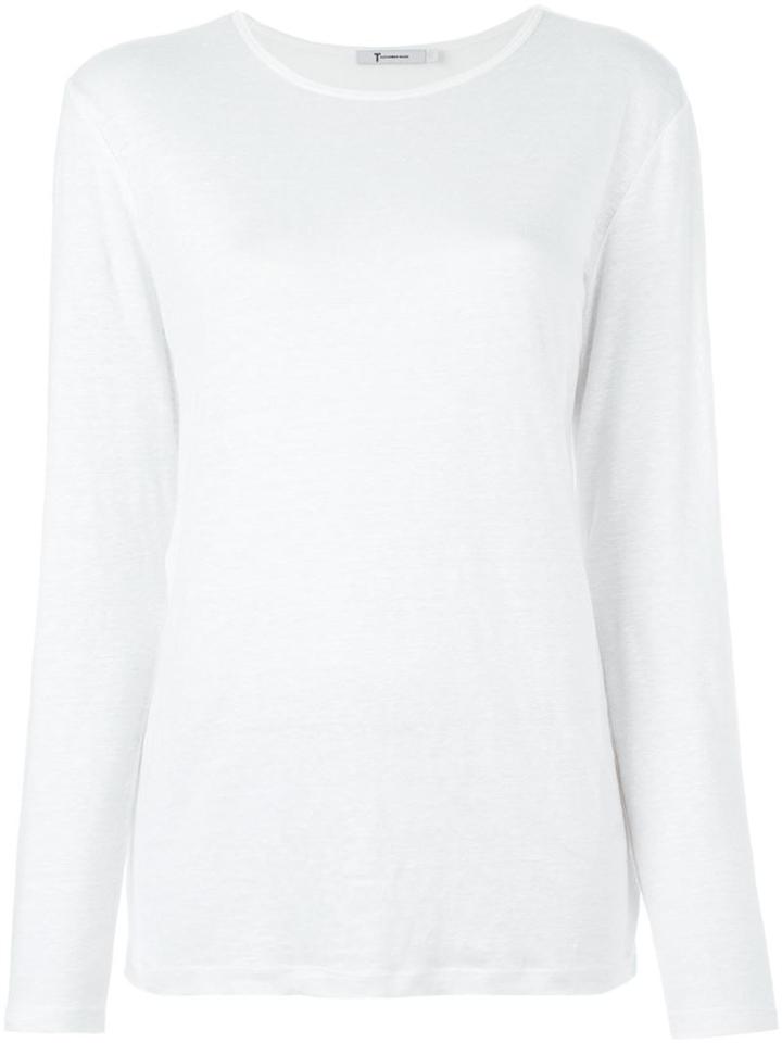 T By Alexander Wang Longsleeved T-shirt, Women's, Size: Xs, White, Linen/flax/silk