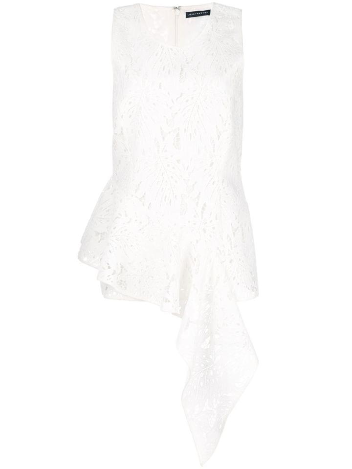 Josie Natori Palm Lace Sleeveless Top - White