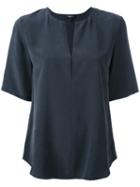 Theory - Open Neck T-shirt - Women - Silk - M, Grey, Silk