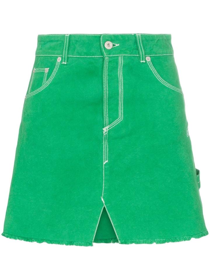 Heron Preston High Waisted Denim A-line Skirt - Green