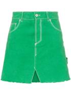 Heron Preston High Waisted Denim A-line Skirt - Green