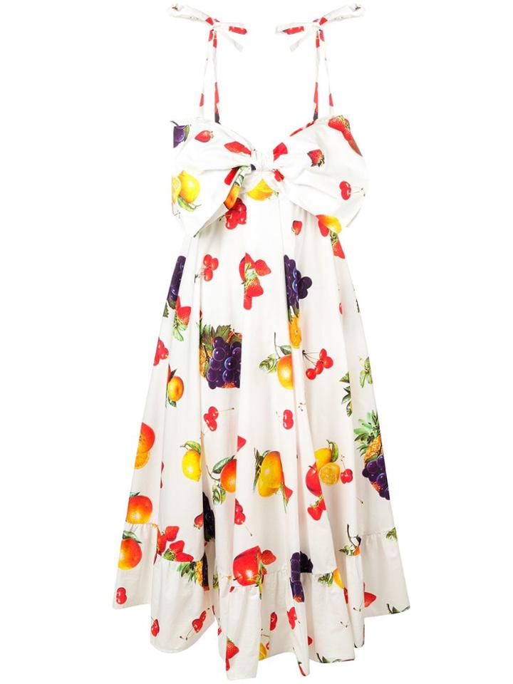 Msgm Fruit Print Flared Dress - White