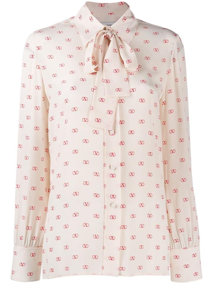 Valentino V Logo Blouse - Neutrals