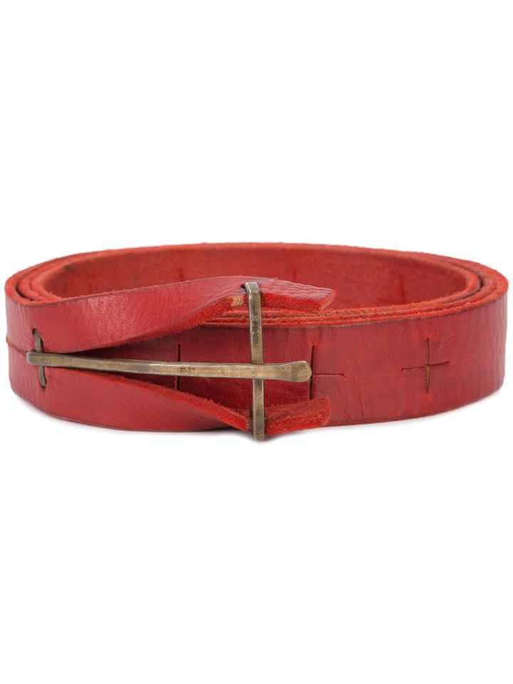 Ma+ - Contrast Belt - Unisex - Calf Leather - L, Red, Calf Leather
