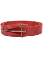 Ma+ - Contrast Belt - Unisex - Calf Leather - L, Red, Calf Leather