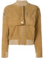 Courrèges Suede Bomber Jacket, Women's, Size: 34, Brown, Goat Suede/acetate/cupro/spandex/elastane