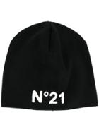 No21 Logo Intarsia Beanie - Black