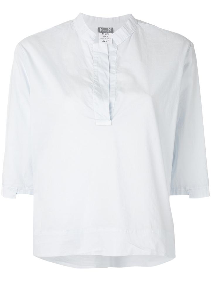 Kristensen Du Nord - Cropped Shirt Top - Women - Cotton/spandex/elastane - 3, Blue, Cotton/spandex/elastane