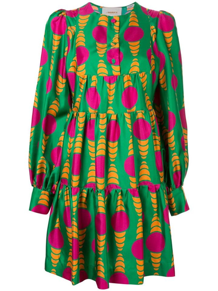 La Doublej Printed Mini Tunic Dress - Green
