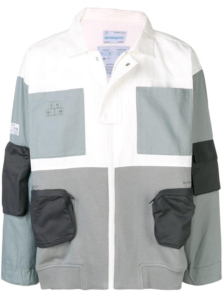 C2h4 Colour Block Shirt Jacket - White