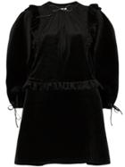 Shushu/tong Pouf-sleeve Velvet Mini Dress - Black