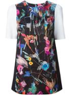 I'm Isola Marras Painted A-line Top, Women's, Size: 46, Black, Cotton/polyamide/spandex/elastane/polyester