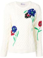 Red Valentino Floral Cable Knit Jumper - Neutrals
