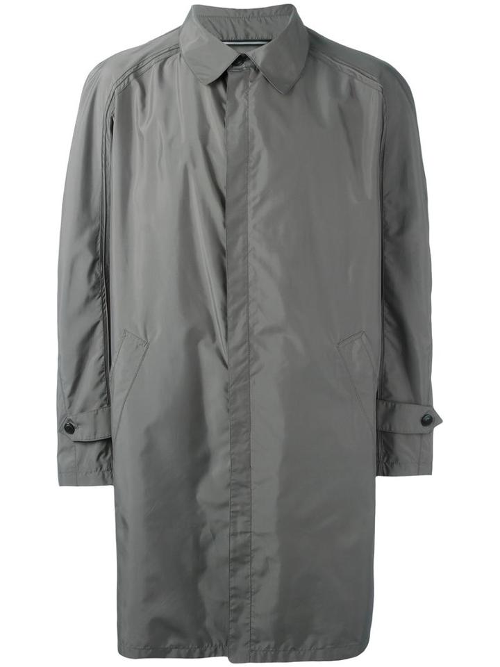 Armani Collezioni Concealed Fastening Raincoat, Men's, Size: 52, Grey, Polyester