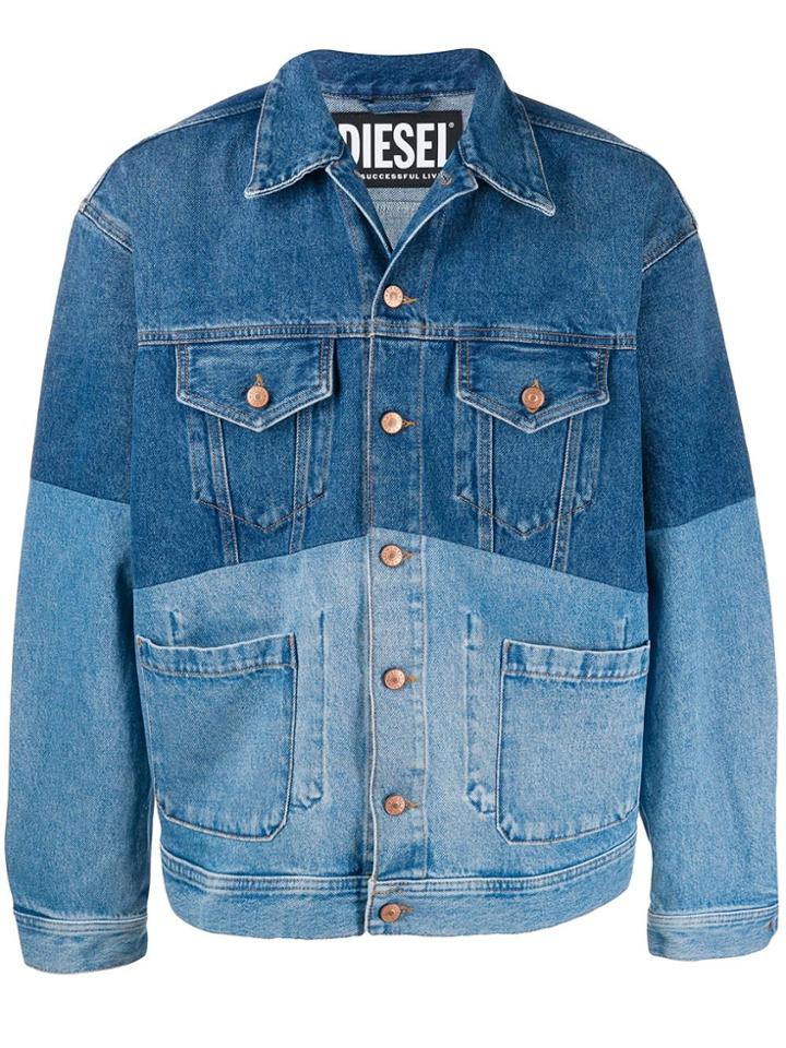 Diesel Colour-block Denim Jacket - Blue