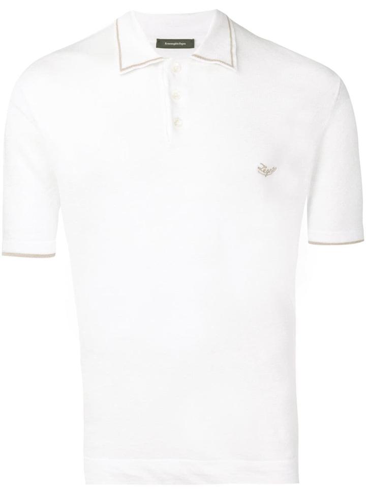 Ermenegildo Zegna Logo Embroidered Polo Shirt - White