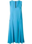 Cédric Charlier Panelled V-neck Dress, Women's, Size: 40, Blue, Polyester