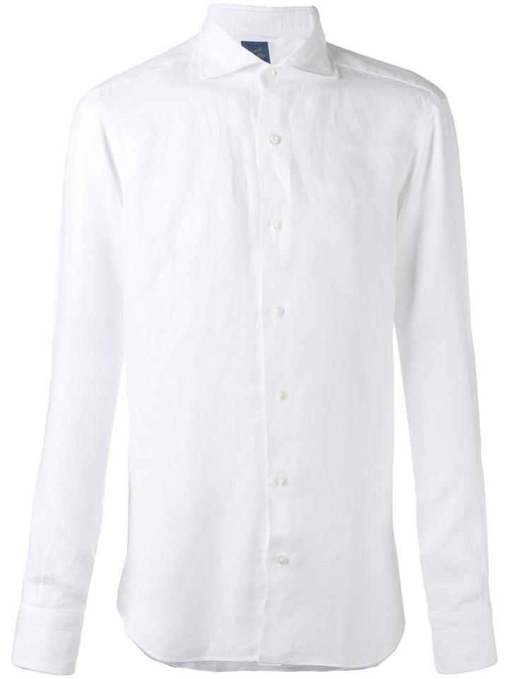Barba - Long Sleeve Shirt - Men - Linen/flax - 44, White, Linen/flax