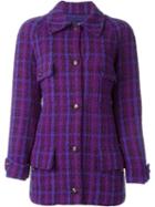 Chanel Vintage Long Tweed Jacket, Women's, Size: 38, Pink/purple