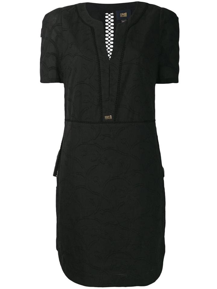 Cavalli Class Embroidered Floral Dress - Black