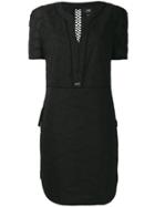 Cavalli Class Embroidered Floral Dress - Black