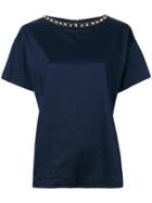 Moncler Boxy Embellished Neck T-shirt - Blue