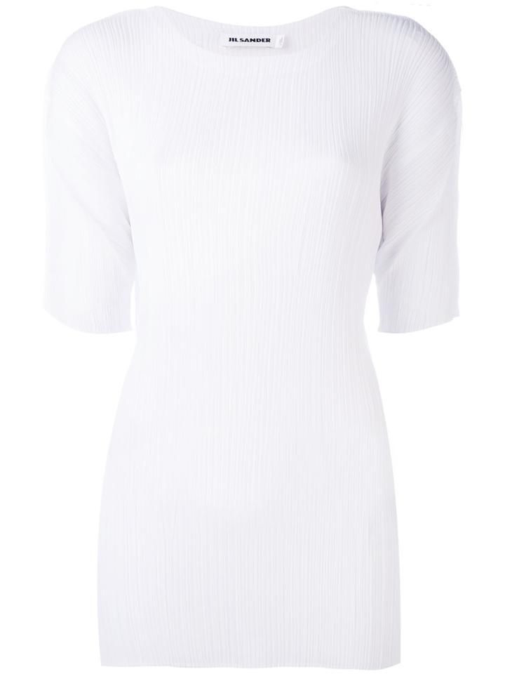 Jil Sander - Pleated T-shirt - Women - Polyester - 36, White, Polyester