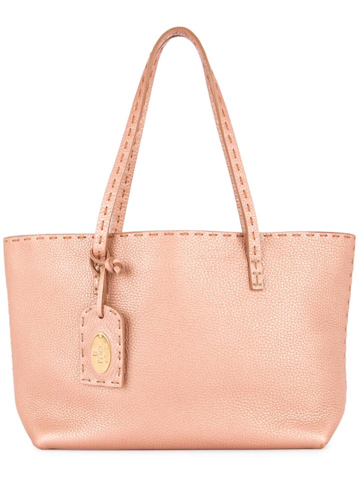 Fendi Vintage Grained Metallic Tote