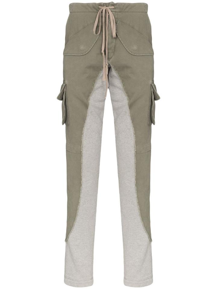 Greg Lauren 50/50 Cargo Sweatpants - Green