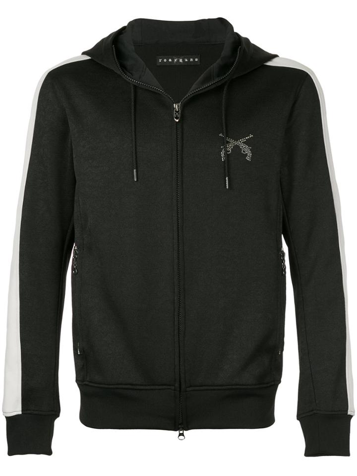 Roar Contrasting Side Panel Zipped Hoodie - Black