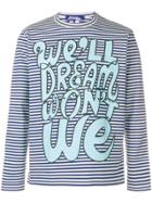 Junya Watanabe Man Striped Graphic Print Sweatshirt - Blue