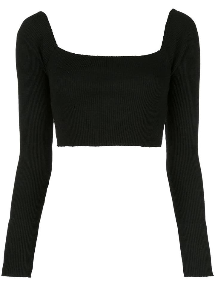 Callipygian Ribbed Cropped Top - Black