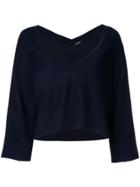 Jil Sander Navy Deep V-neck Jumper - Blue