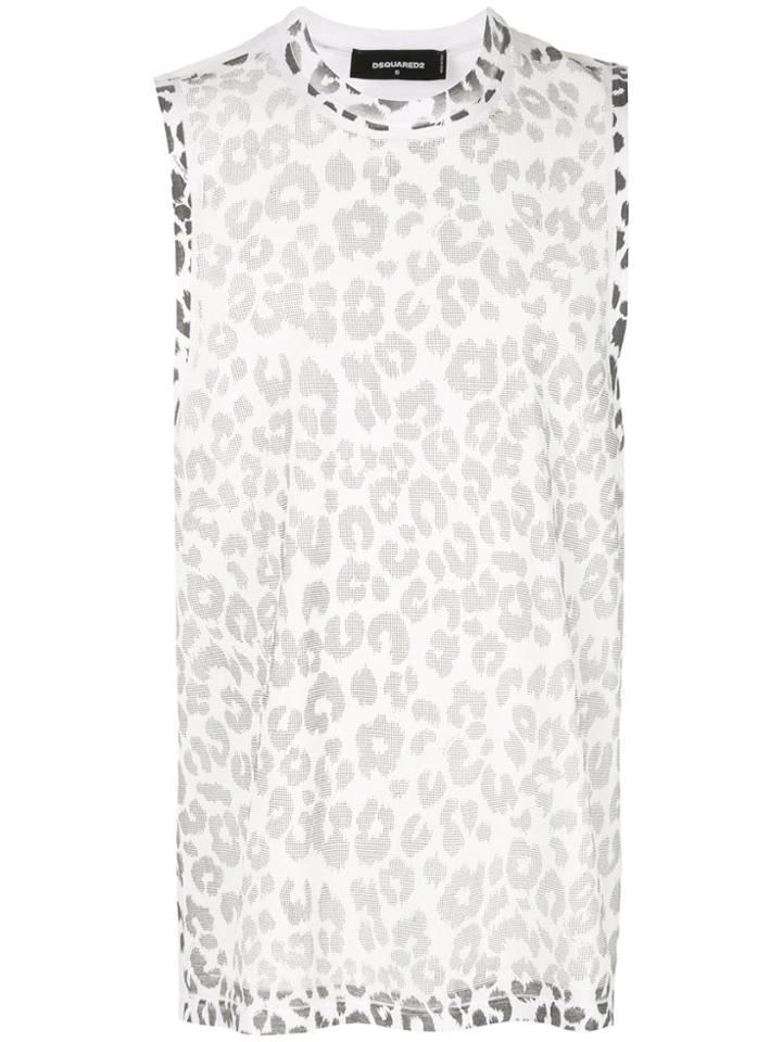 Dsquared2 Leopard Print Vest Top - White