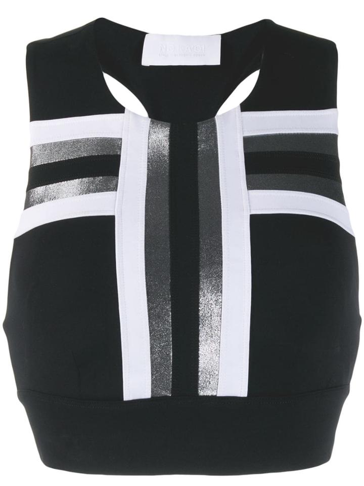 No Ka' Oi Stripe Detail Sport Top - Black