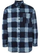 Sunnei Checked Shirt, Men's, Size: Medium, Blue, Cotton