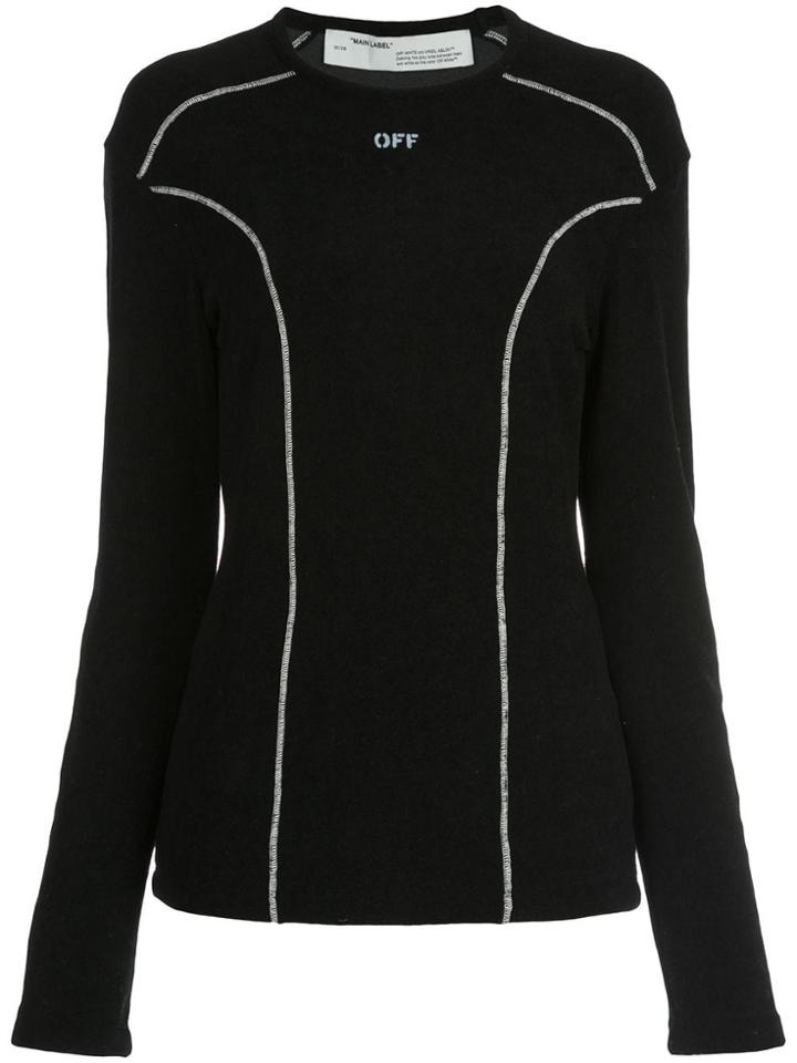 Off-white Contrasting Stitched Details Long Sleeve Top - Black