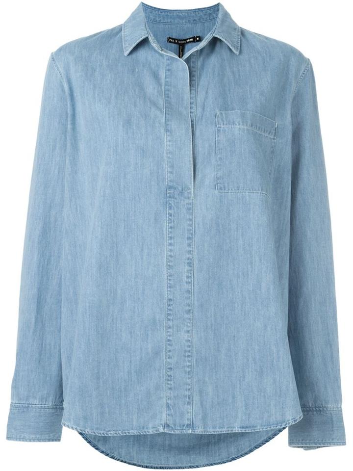 Rag & Bone Longsleeved Denim Blouse, Women's, Size: S, Blue, Cotton