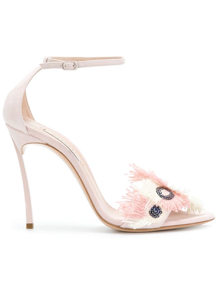 Casadei Appliquéd Sandals - Pink & Purple