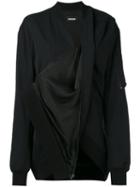 Moohong Draped Bomber Jacket, Women's, Size: 36, Black, Silk/cotton/rayon
