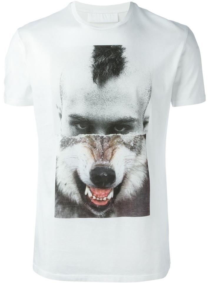Neil Barrett Split Portrait T-shirt, Men's, Size: Large, White, Cotton