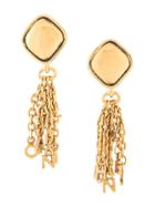 Chanel Vintage Logo Fringe Earrings - Gold