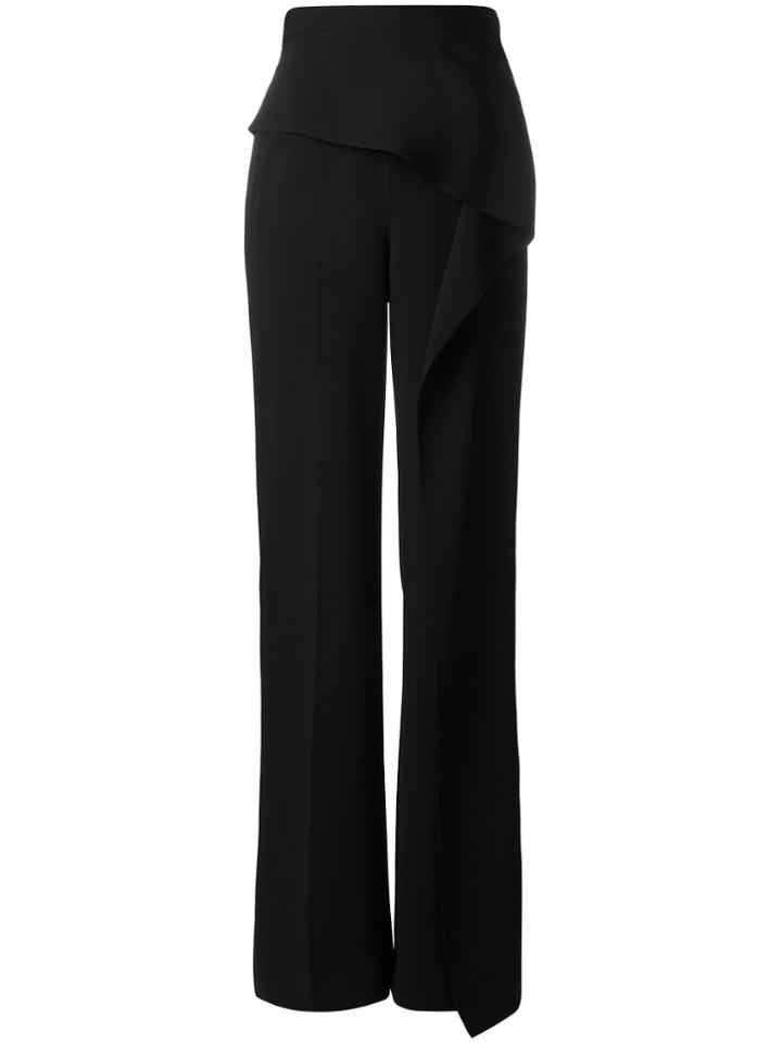 Roland Mouret Caldwell Ruffle Wide Leg Trousers - Black